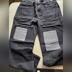 NWOT UNBRANDED MISSES SZ XL Black and Gray BARREL DENIM Jeans
